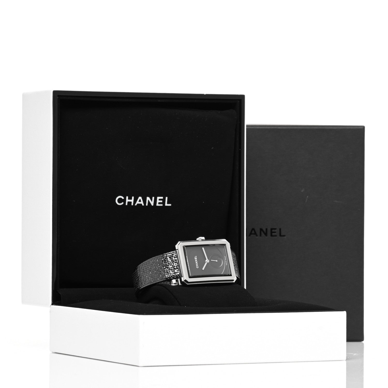 Chanel Stainless Steel Calfskin 29mm Boy-Friend Tweed Manual Winding Watch Black 5 of 5