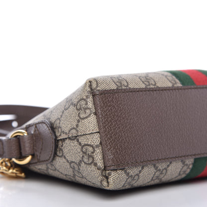Gucci GG Supreme Monogram Textured Dollar Calfskin Web Small Ophidia Dome Shoulder Bag Beige Ebony New Acero 6 of 10