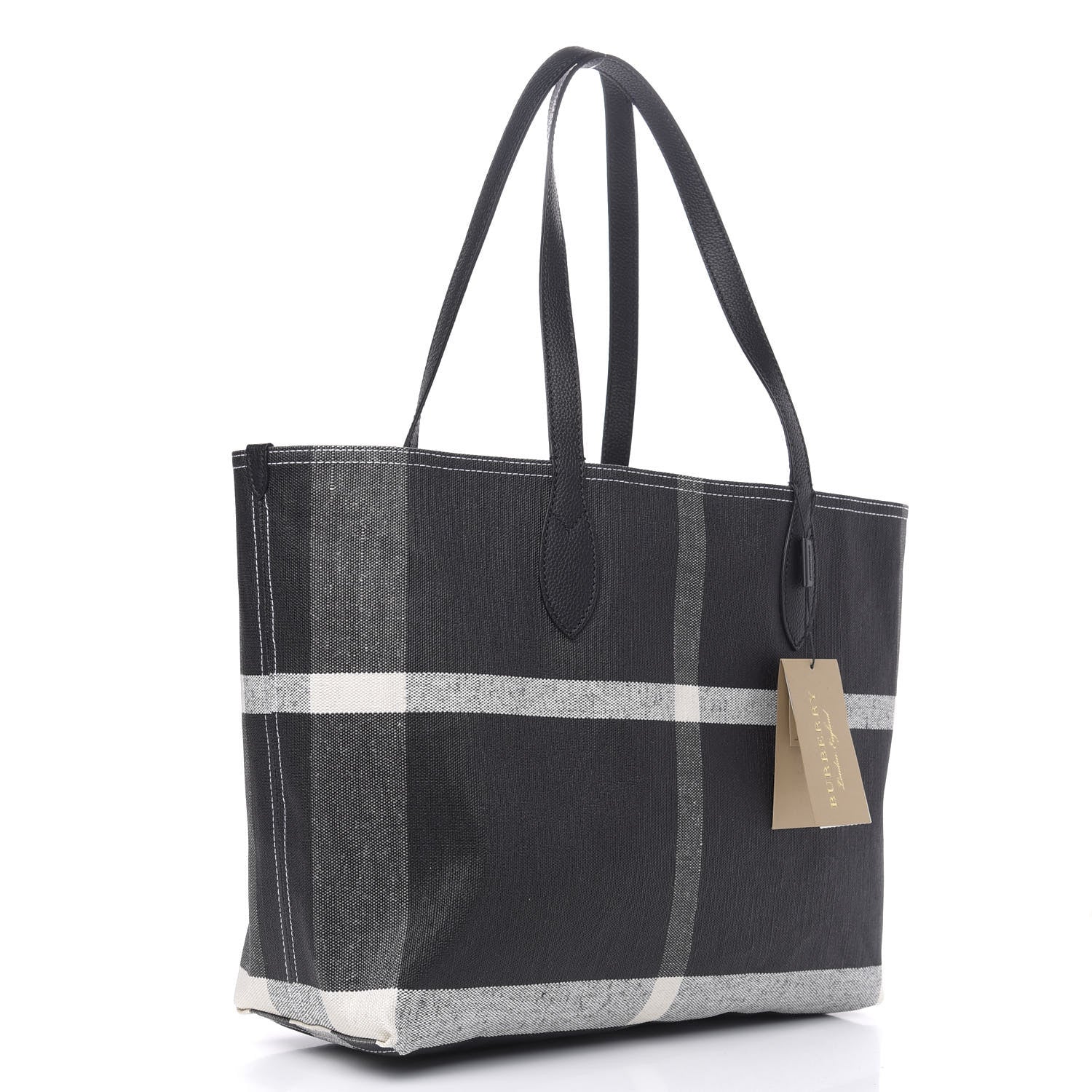 Burberry Coated Canvas Mega Check Medium Doodle Tote Black White 3 of 8