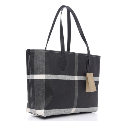 Burberry Coated Canvas Mega Check Medium Doodle Tote Black White 3 of 8