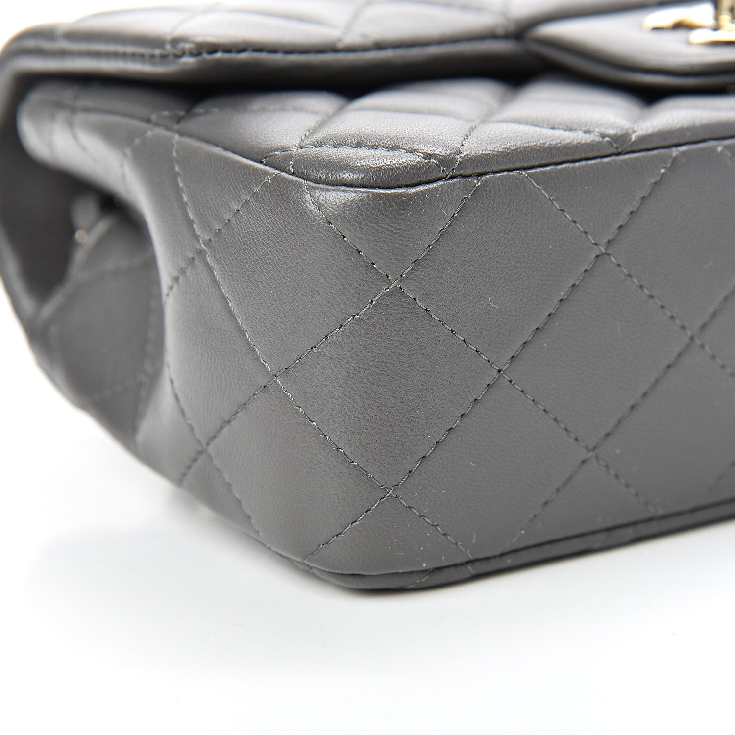 Chanel Lambskin Quilted Mini Rectangular Flap Grey 8 of 10