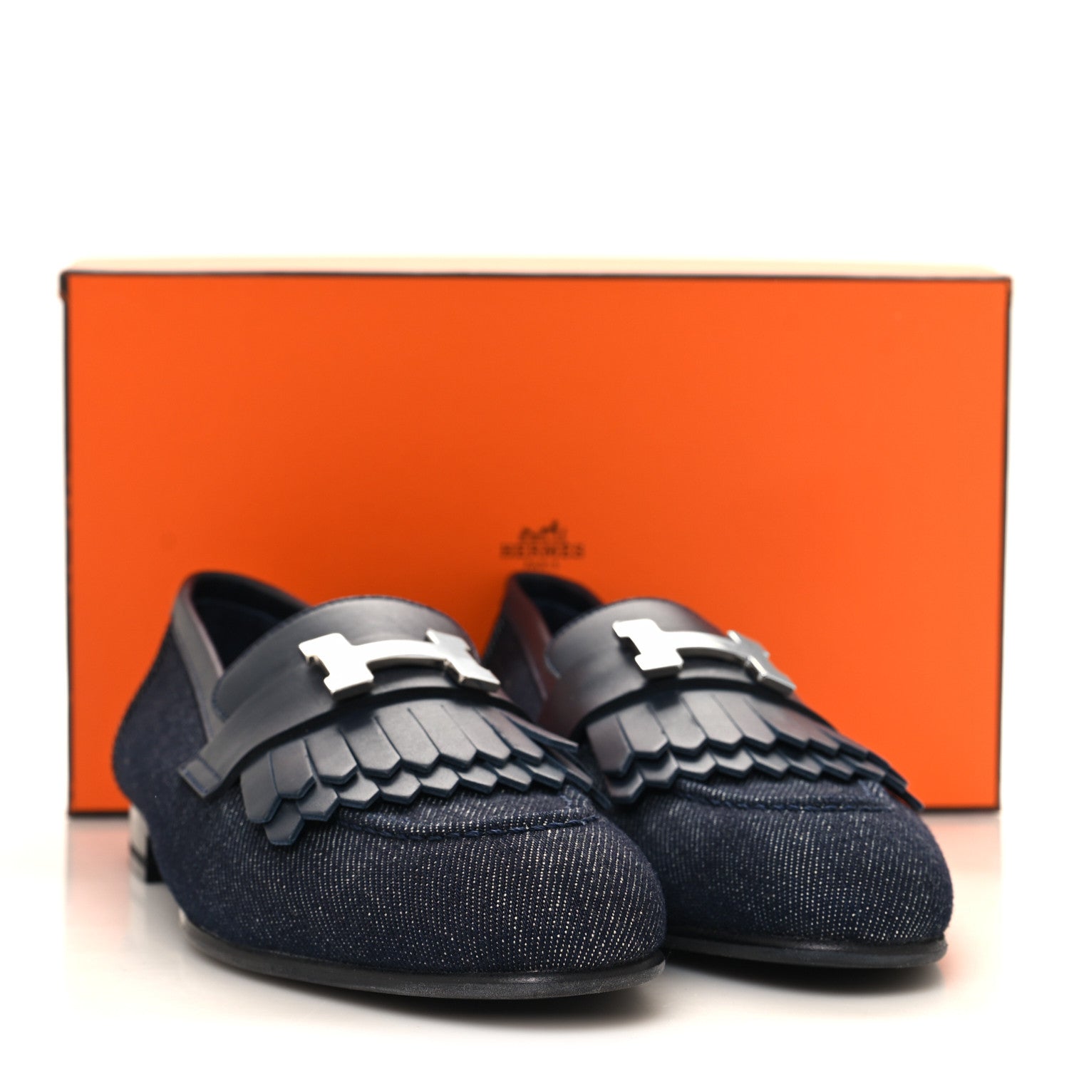 Hermes Denim Womens Royal Loafers 35.5 Bleu Brut Marine 9 of 9