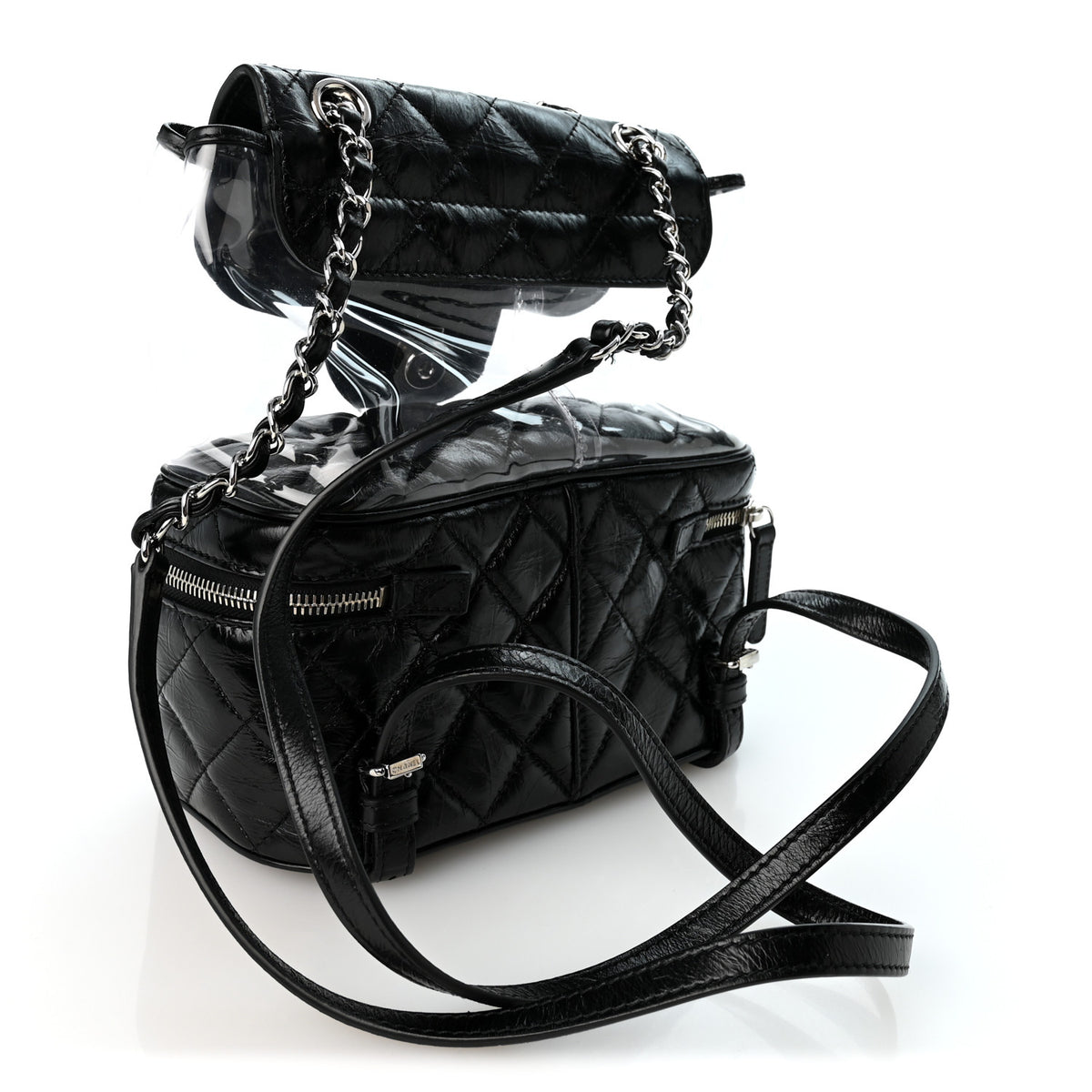 Chanel Crumpled Calfskin PVC Quilted Backpack Black 3 of 11