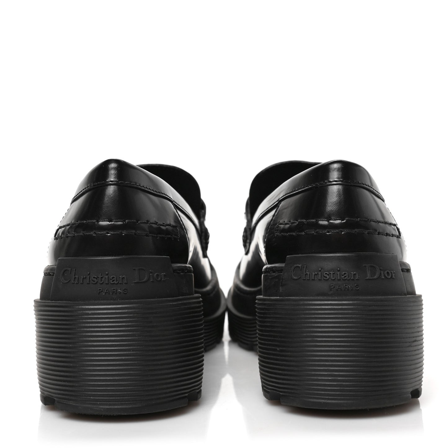 Brushed Calfskin Dior Code Lug Sole Platform 35mm Loafers 36 Black