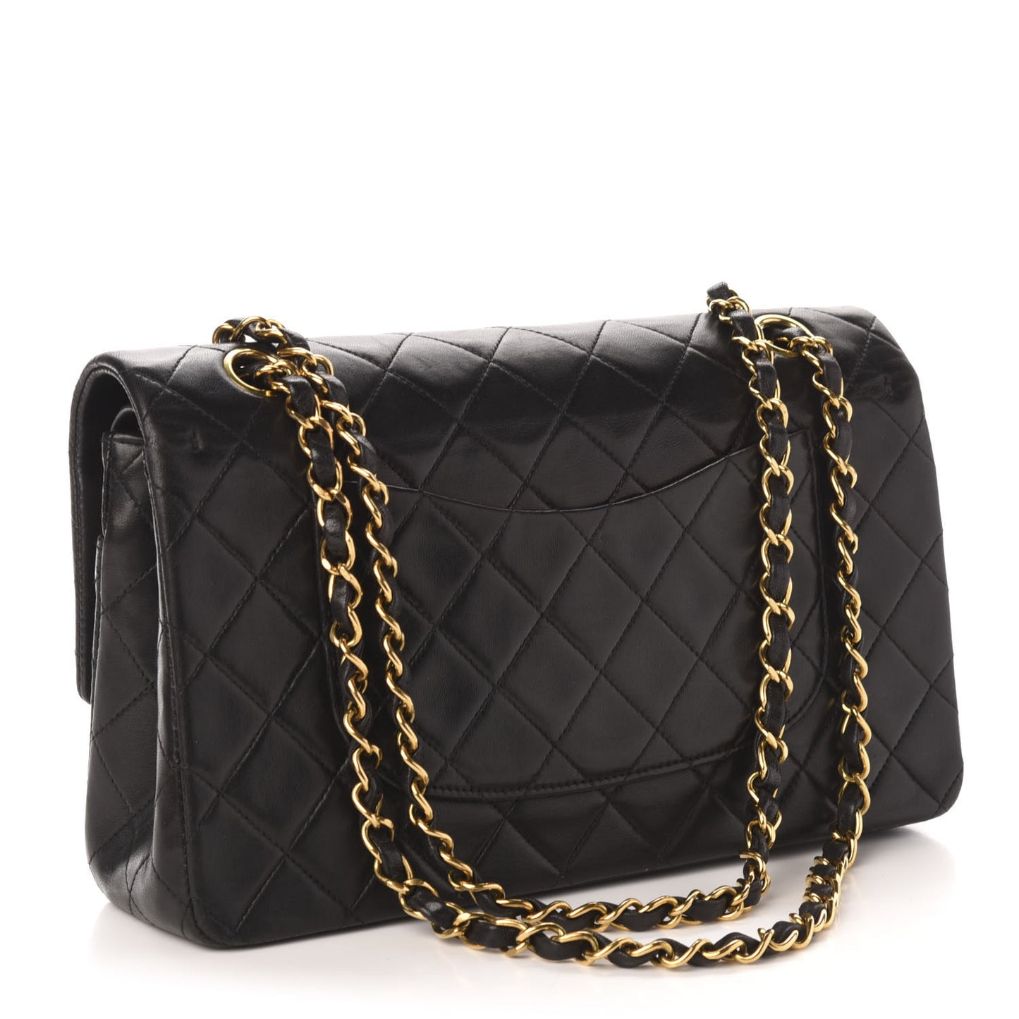 Lambskin Quilted Medium Double Flap Black