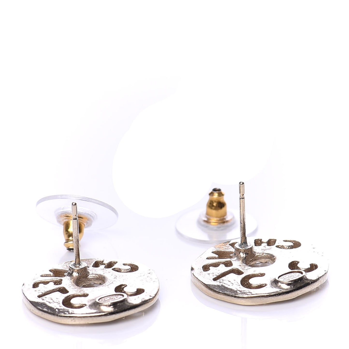 Crystal Pearl Papyrus Stud Earrings Gold Grey
