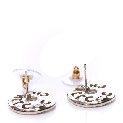 Chanel Crystal Pearl Papyrus Stud Earrings Gold Grey 3 of 5
