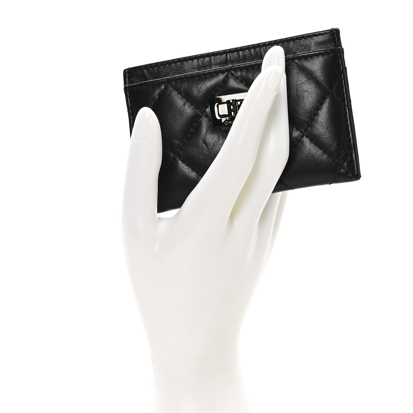 Aged Calfskin Quilted Reissue Card Holder So Black