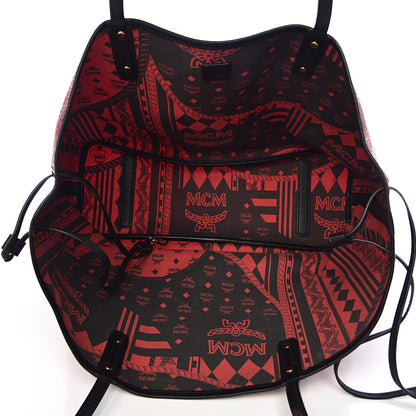 MCM Visetos Large Liz Reversible Shopper Red Black 10 of 23