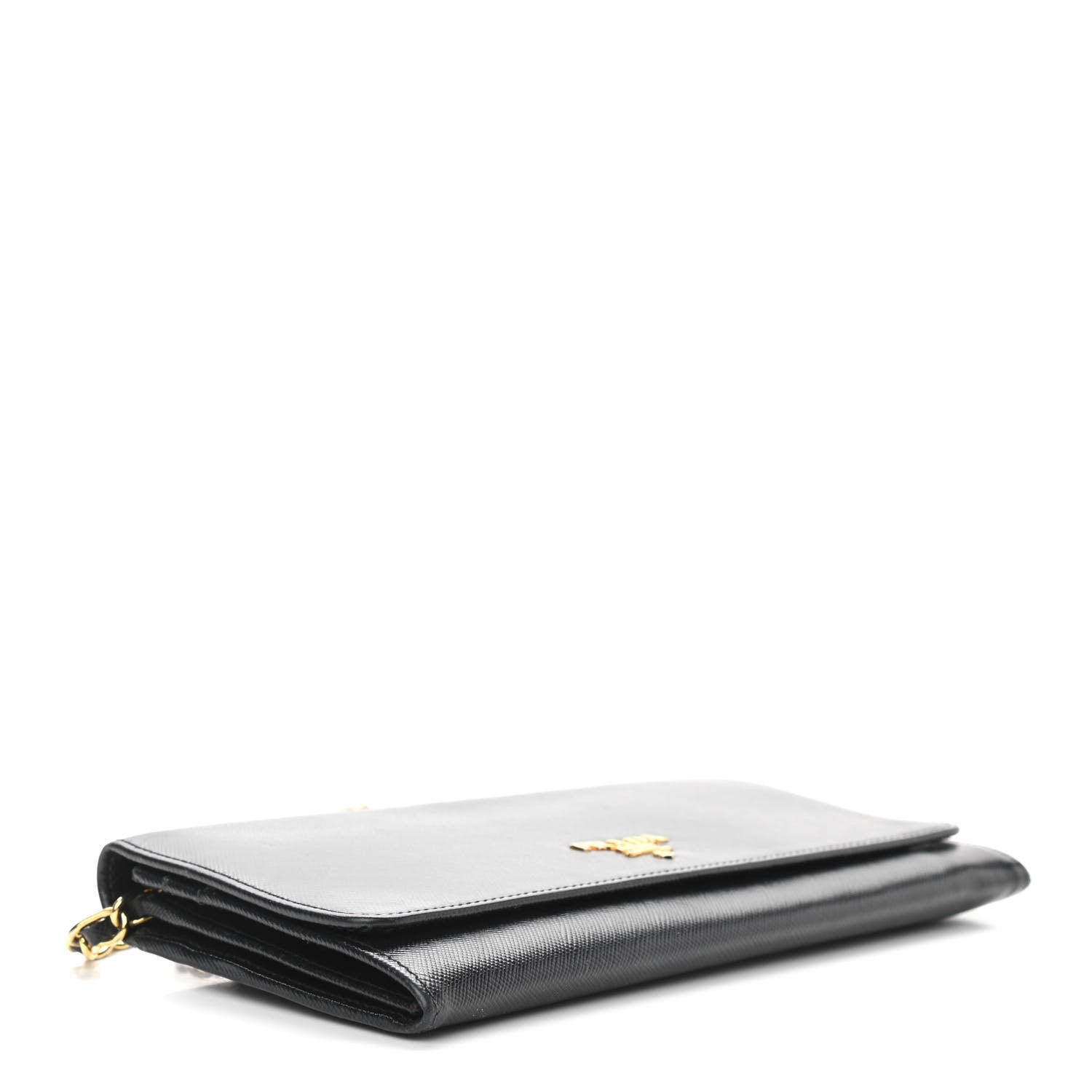 Prada Saffiano Metal Oro Chain Wallet Black 4 of 10