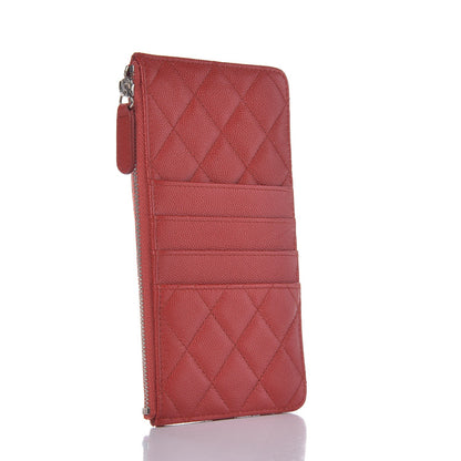 Chanel Caviar Quilted Flat Wallet Pouch Red 3 of 8