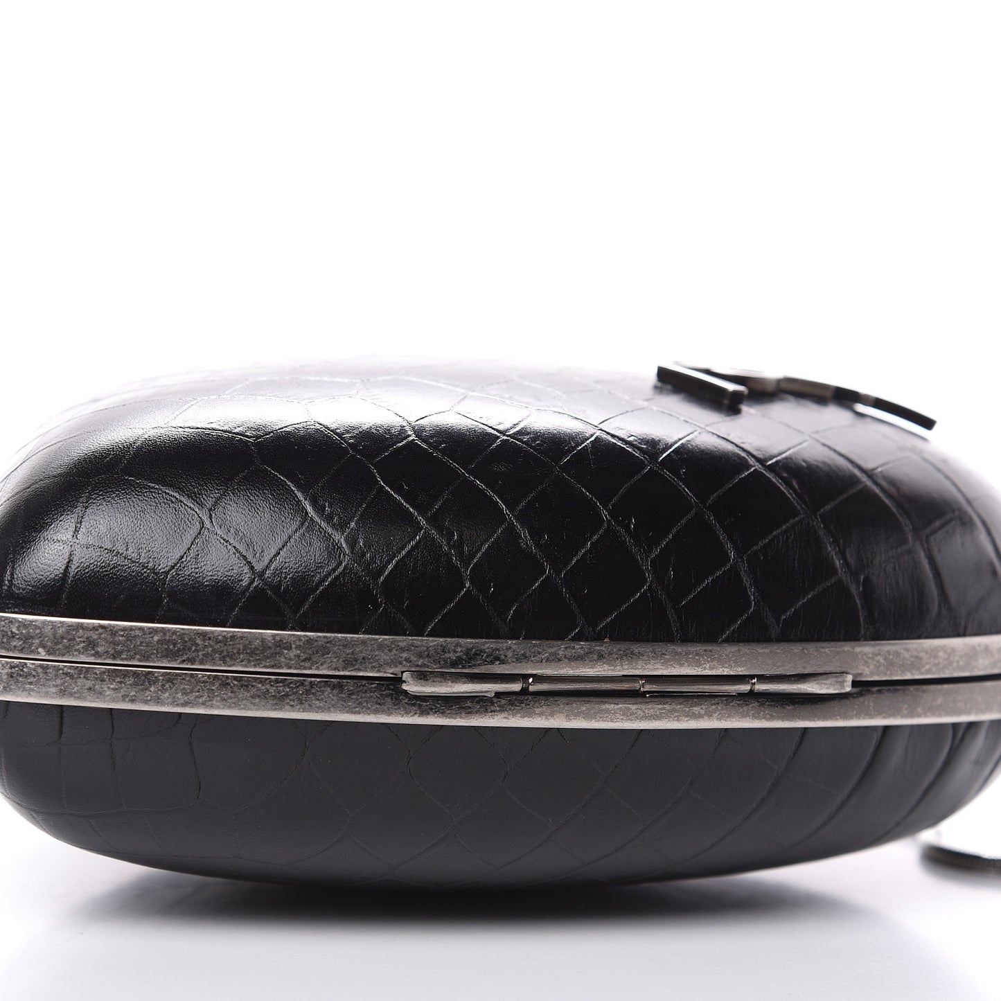 Calfskin Crocodile Embossed Monogram Love Box Bag Black