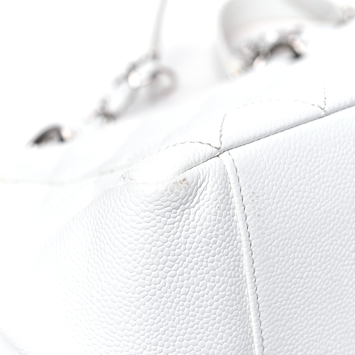 Caviar Quilted Grand Shopping Tote GST White