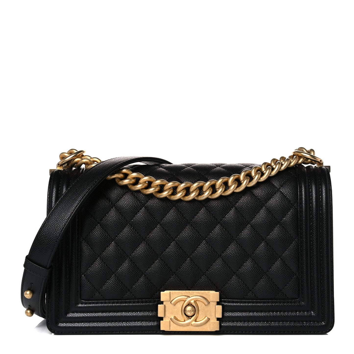 Caviar Quilted Medium Boy Flap Black