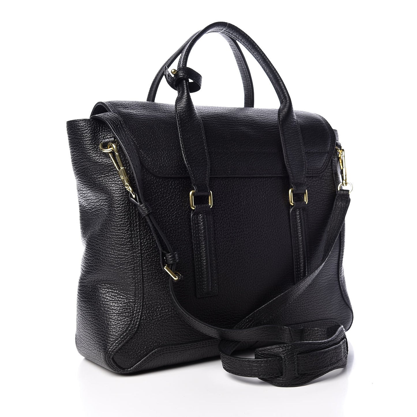 3.1 Textured Calfskin Large Pashli Satchel Black