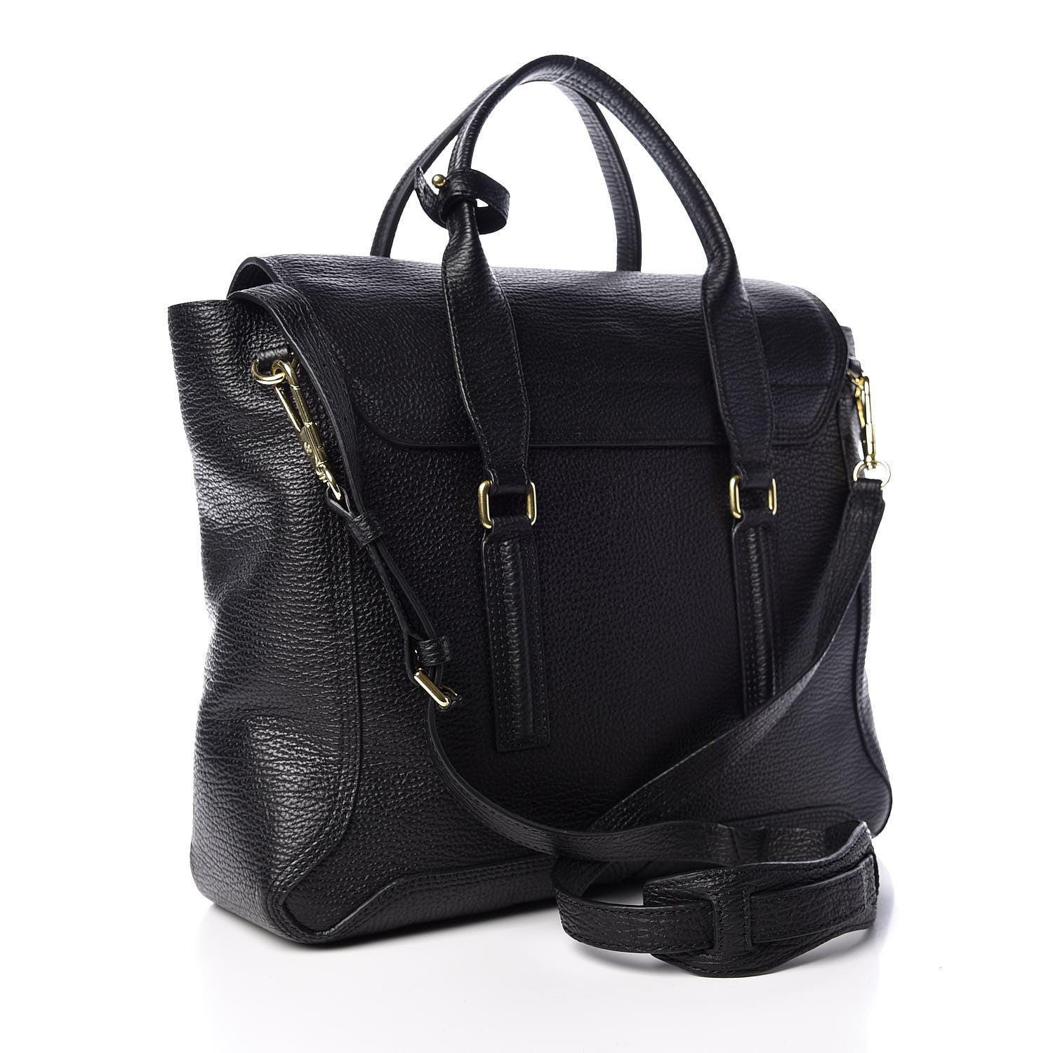 3.1 Phillip Lim 3.1 Textured Calfskin Large Pashli Satchel Black 3 of 9