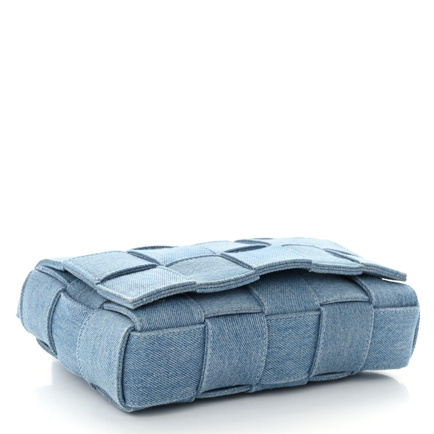 Denim Maxi Intrecciato Cassette Crossbody Bag Washed Indigo