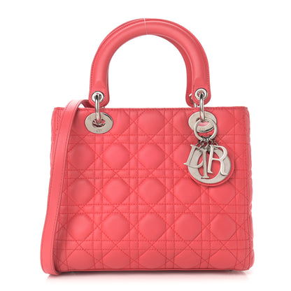 Christian Dior Lambskin Cannage Medium Lady Dior Coral 1 of 12