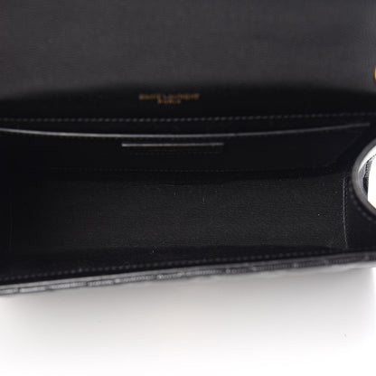 Saint Laurent Grain De Poudre Textured Mixed Matelasse Triquilt Medium Monogram Satchel Black 5 of 10