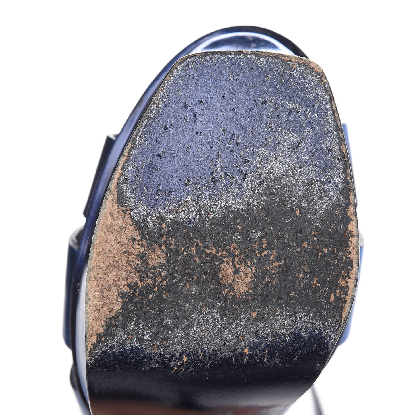 Metallic Calfskin Tribute 105 Platform Sandals 38.5 Navy