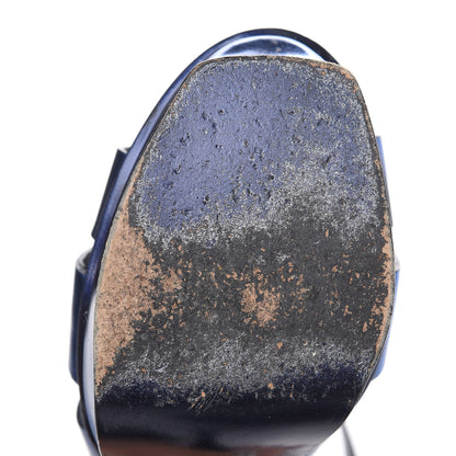 Saint Laurent Metallic Calfskin Tribute 105 Platform Sandals 38.5 Navy 8 of 14