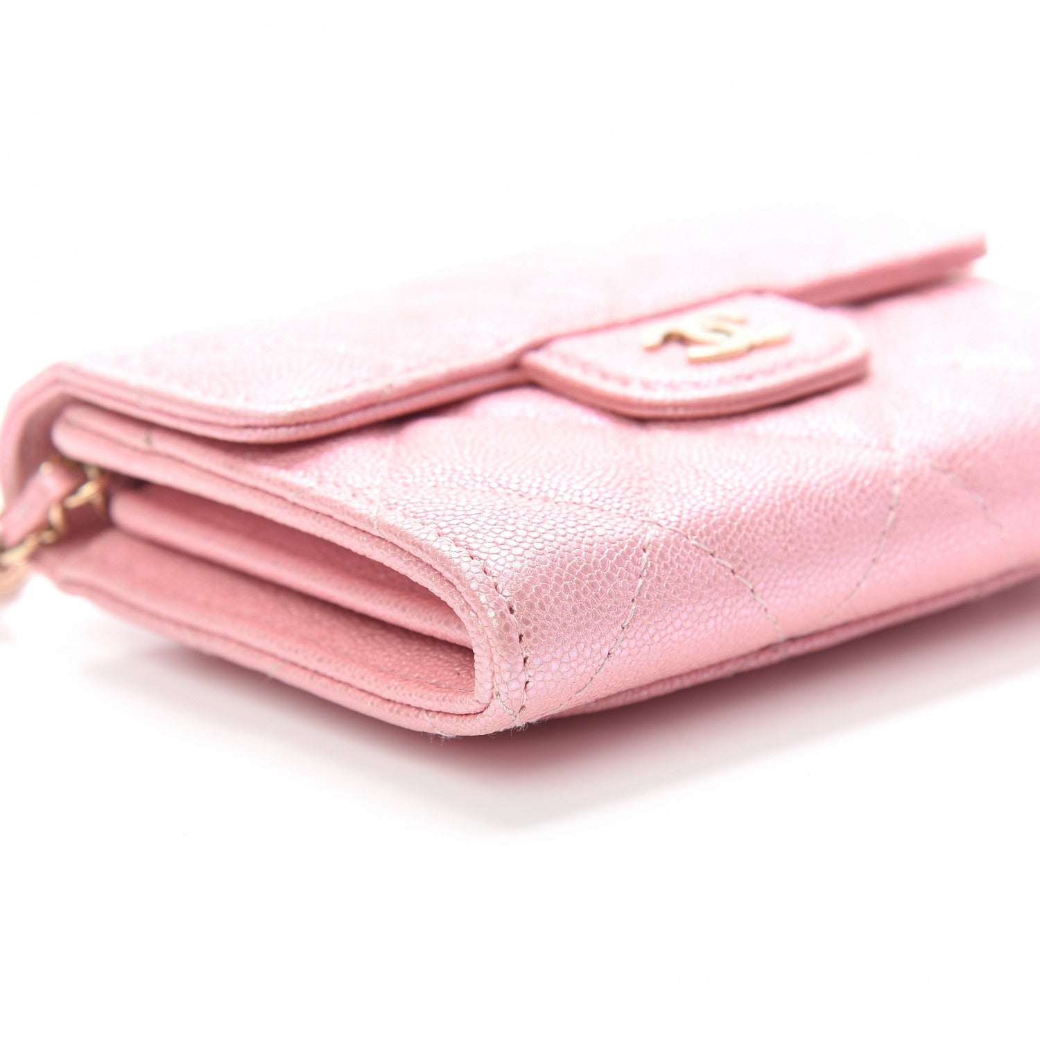 Chanel Iridescent Caviar Quilted Flap Card Holder On Chain Pink 8 of 10