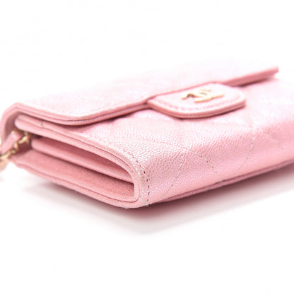 Chanel Iridescent Caviar Quilted Flap Card Holder On Chain Pink 8 of 10