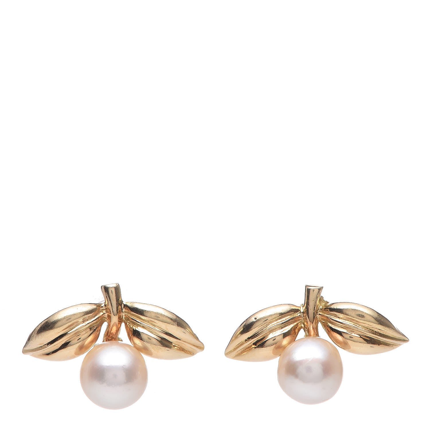 Tiffany 18K Yellow Gold Pearl Flower Earrings 5 of 8