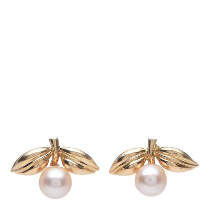 Tiffany 18K Yellow Gold Pearl Flower Earrings 5 of 8
