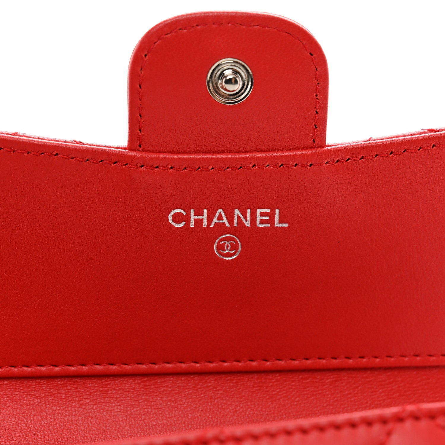 Chanel Lambskin Quilted Compact Flap Wallet Red 6 of 9