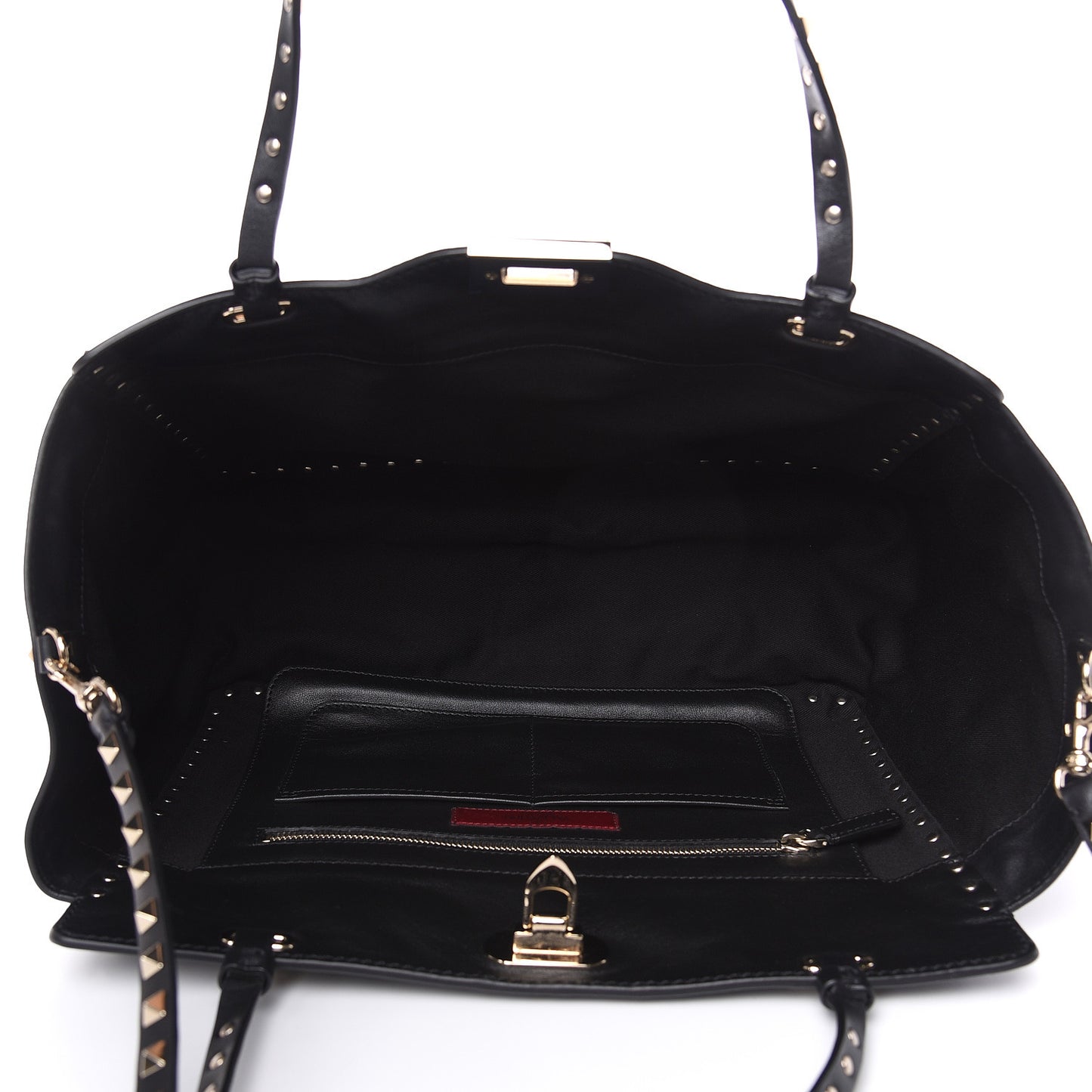 Vitello Medium Rockstud Tote Black