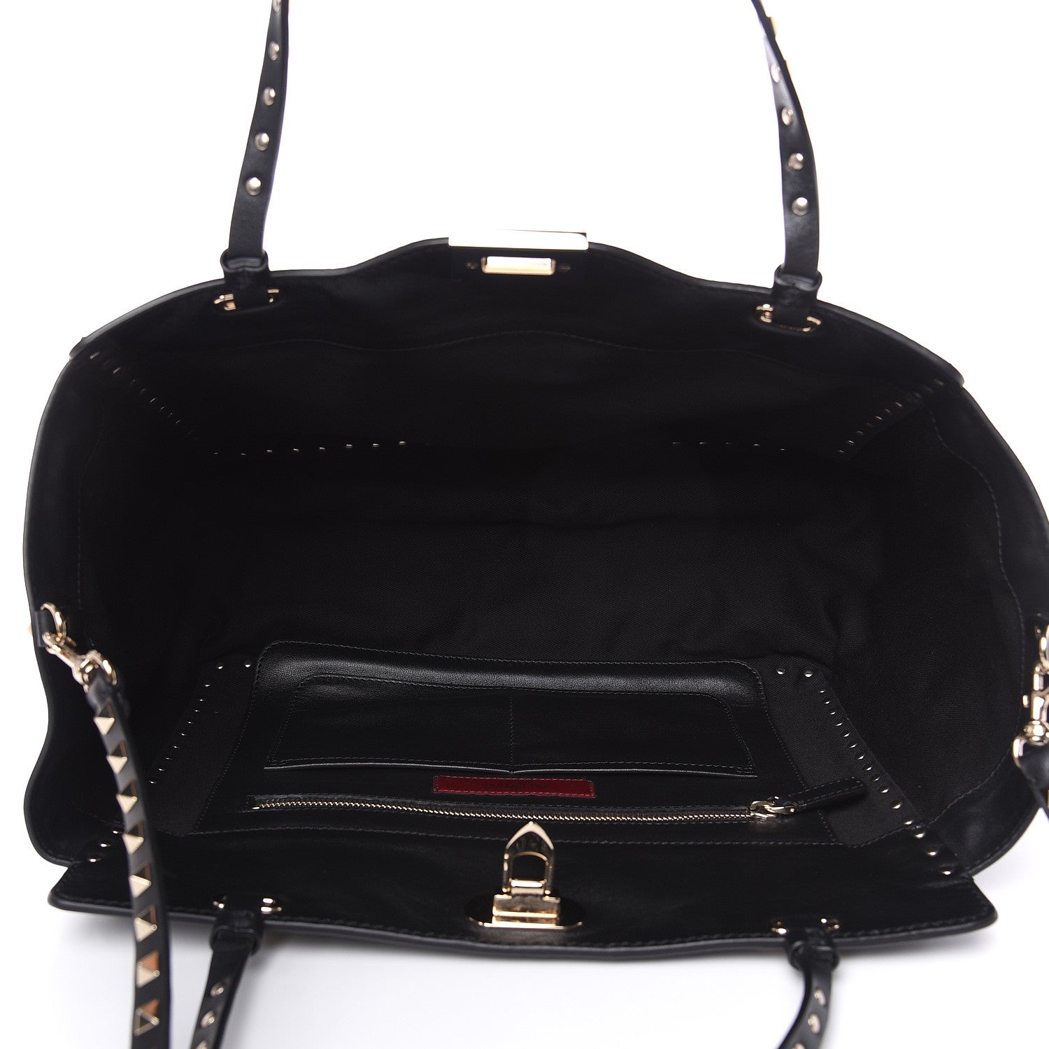 Valentino Garavani Vitello Medium Rockstud Tote Black 5 of 10