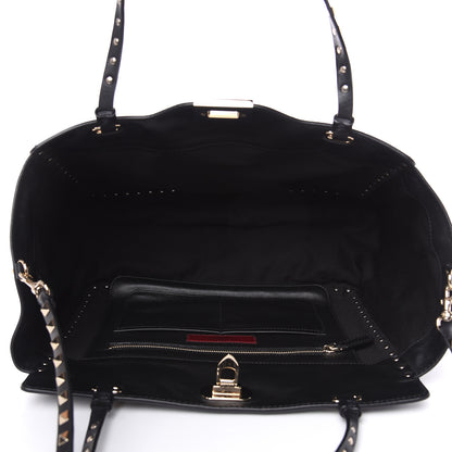 Valentino Garavani Vitello Medium Rockstud Tote Black 5 of 10