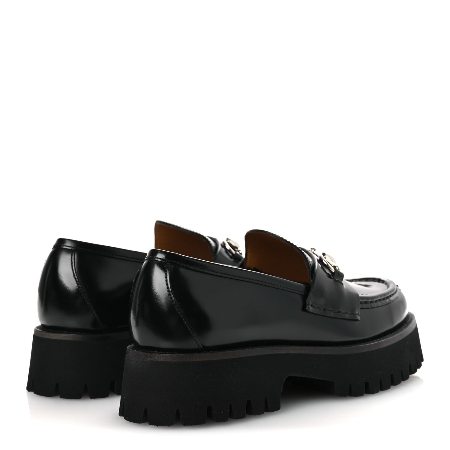 Cordovan Lux Womens Horsebit 45mm Platform Loafers 37.5 Black
