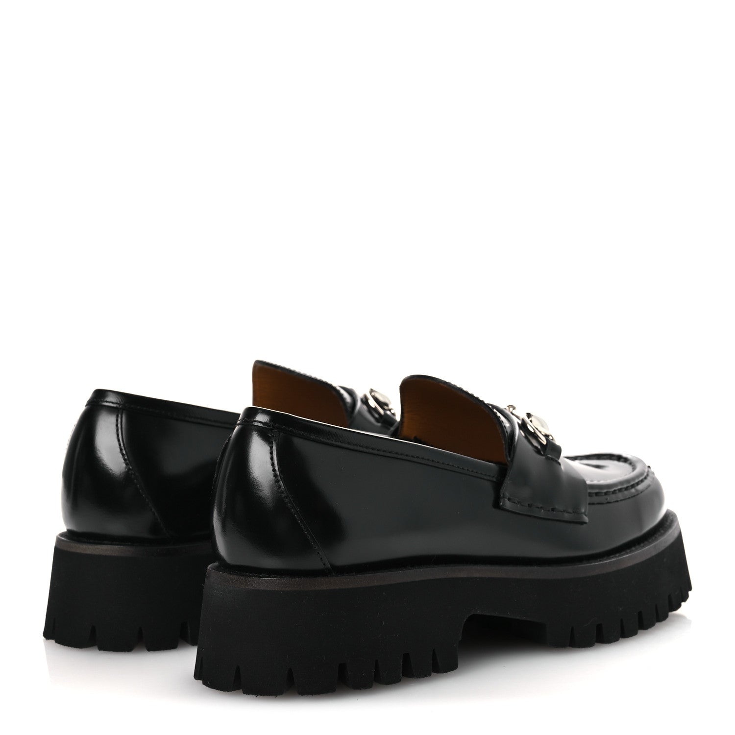 Gucci Cordovan Lux Womens Horsebit 45mm Platform Loafers 37.5 Black 5 of 12