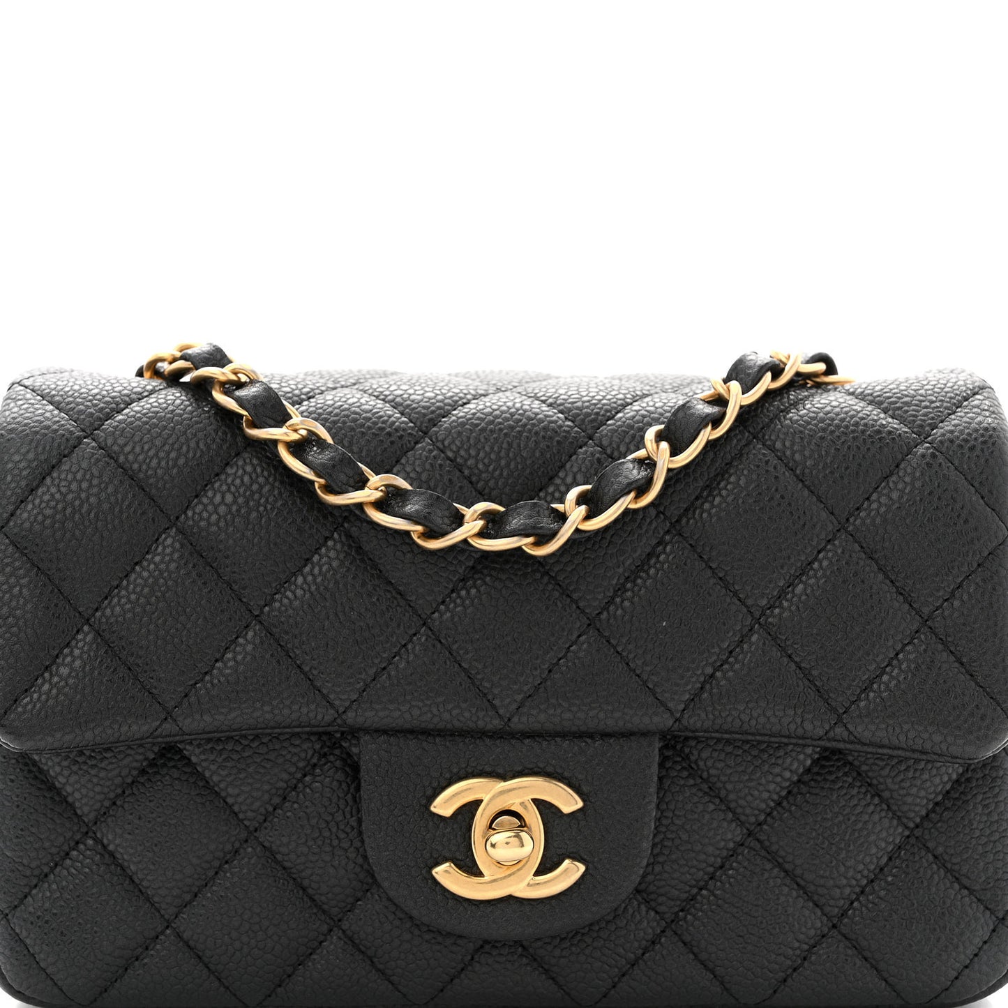 Metallic Caviar Quilted Mini Rectangular Flap Black