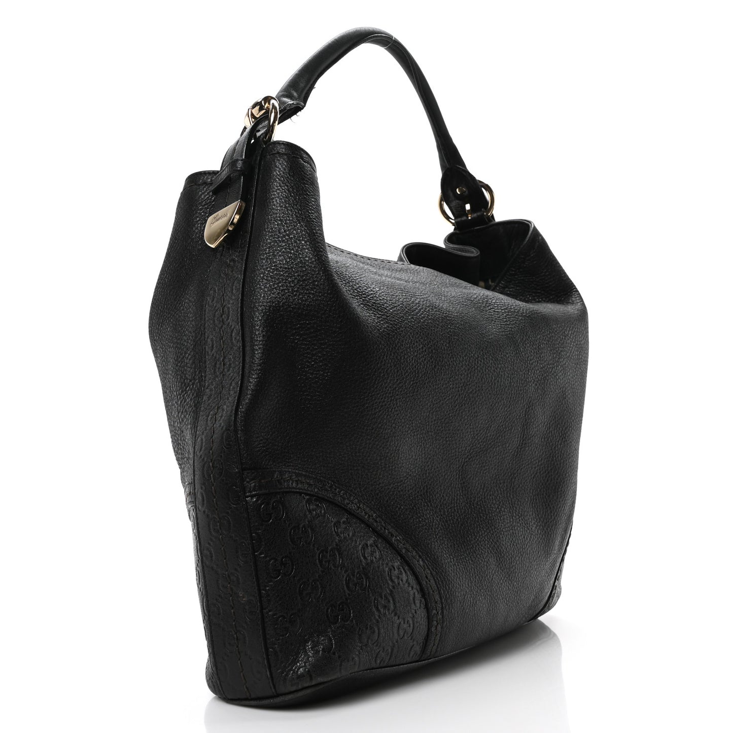 Calfskin Guccissima Trim Large Signoria Hobo Black