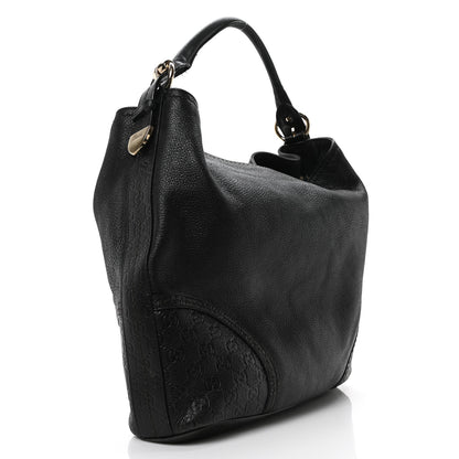 Gucci Calfskin Guccissima Trim Large Signoria Hobo Black 3 of 10