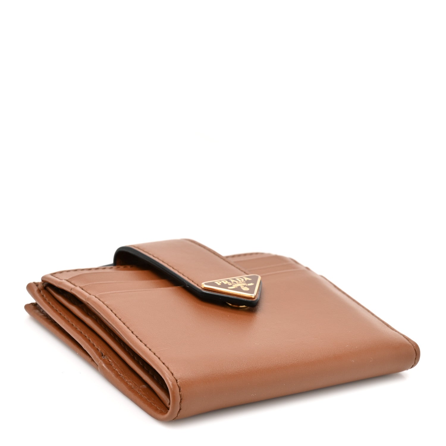 Prada Calfskin Small Triangle Wallet Cognac 4 of 10