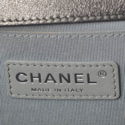 Chanel Metallic Lambskin Perforated Medium Boy Flap Dark Silver 6 of 9