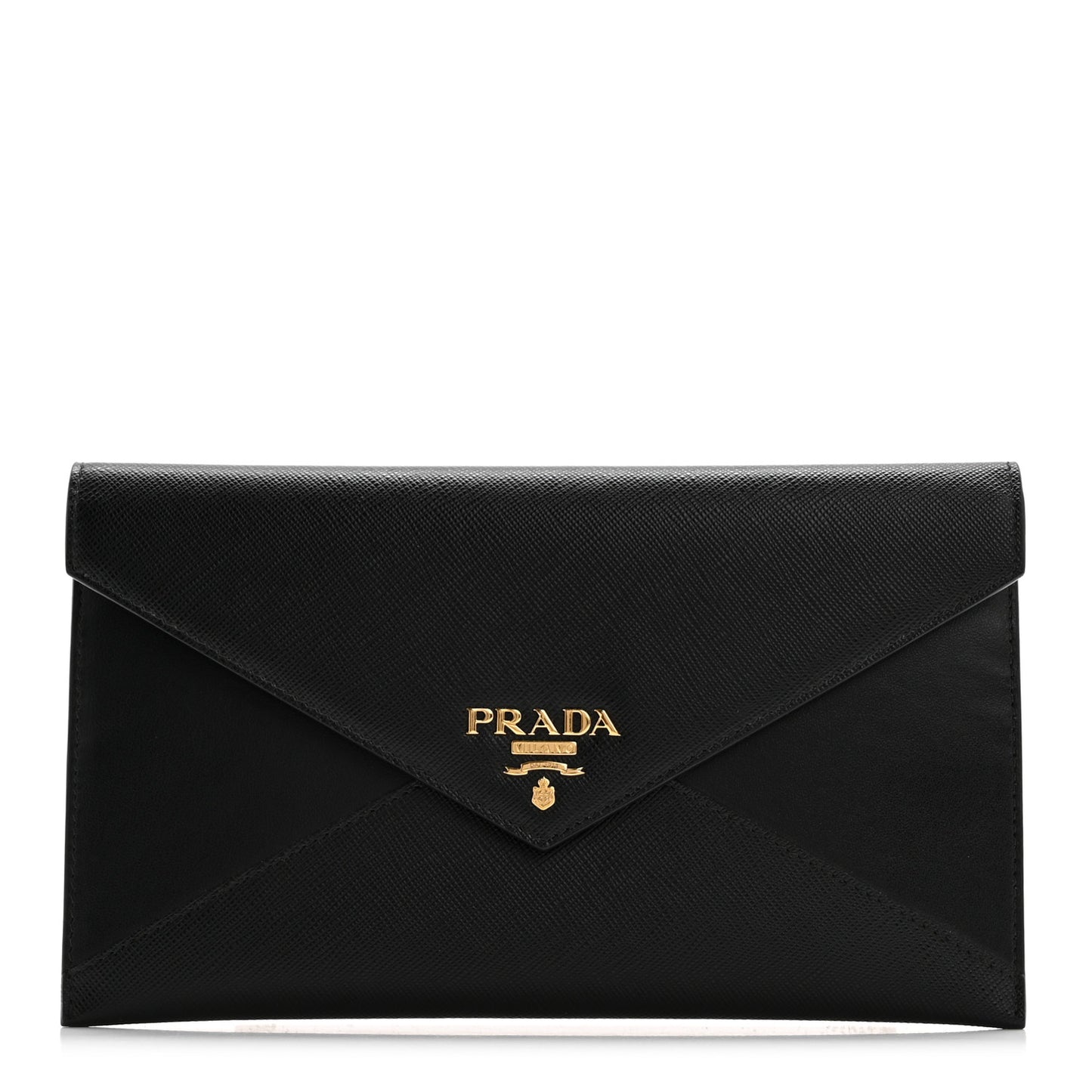 Saffiano City Calfskin Envelope Wallet Black