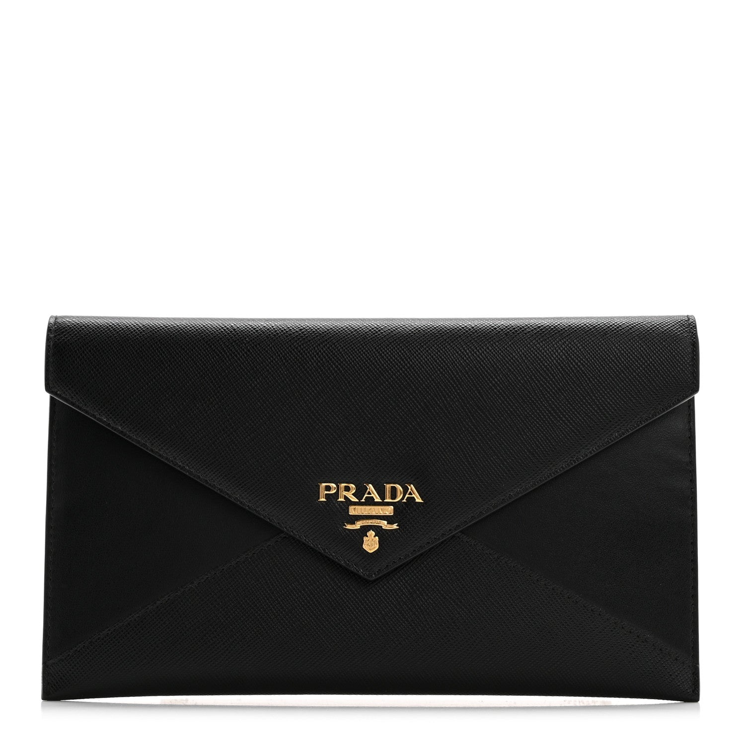 Prada Saffiano City Calfskin Envelope Wallet Black 1 of 9