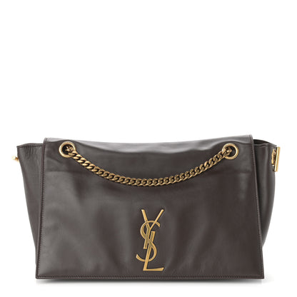 Saint Laurent Smooth Calfskin Suede Medium Reversible Monogram Kate Satchel Military Brown 1 of 15