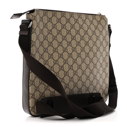 Gucci GG Supreme Monogram Medium Flat Messenger Bag Beige Brown 3 of 10