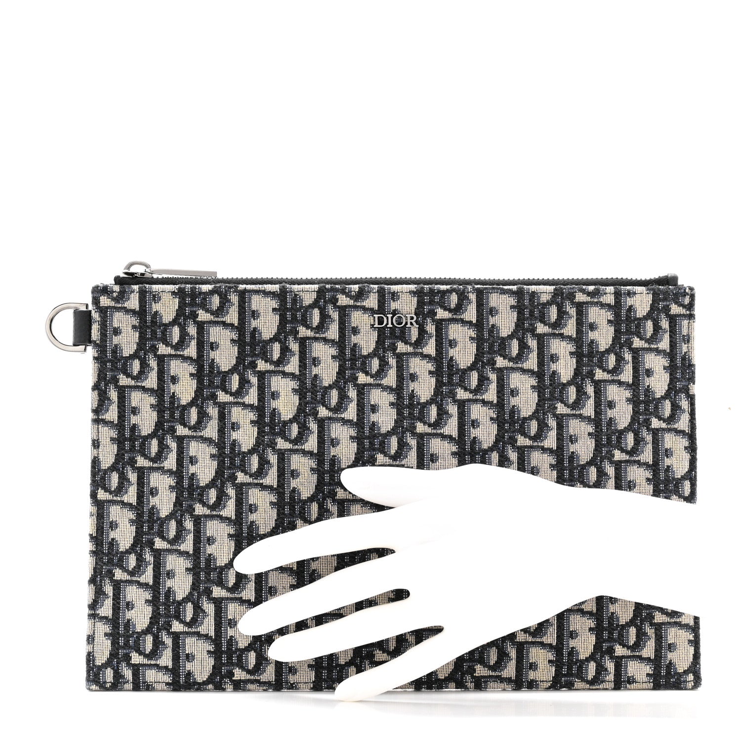 Christian Dior Oblique A4 Flat Pouch Clutch Blue 2 of 12