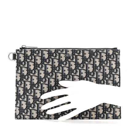 Christian Dior Oblique A4 Flat Pouch Clutch Blue 2 of 12