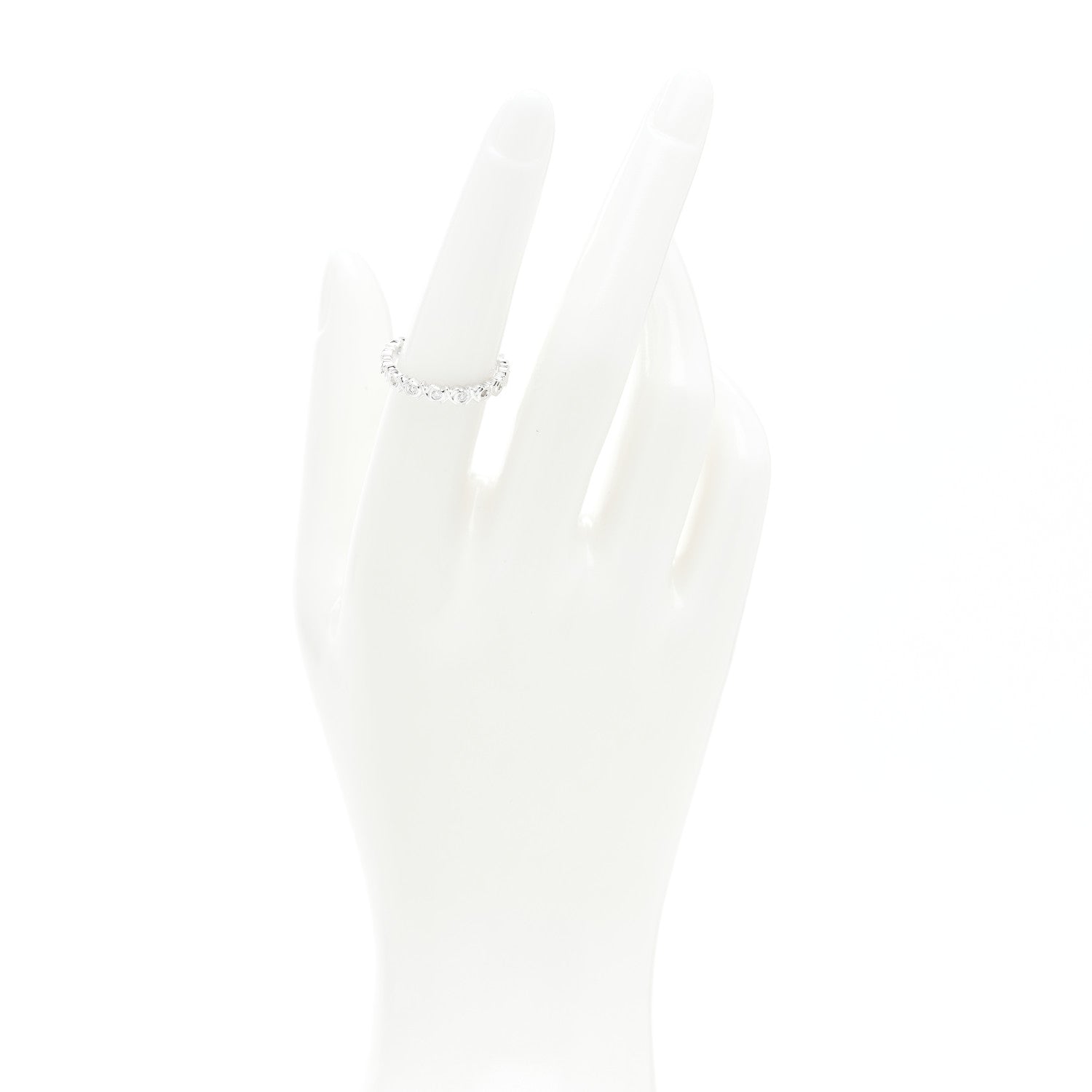Tiffany 18K White Gold Diamond Love and Kisses Band Ring 53 6.5 2 of 5
