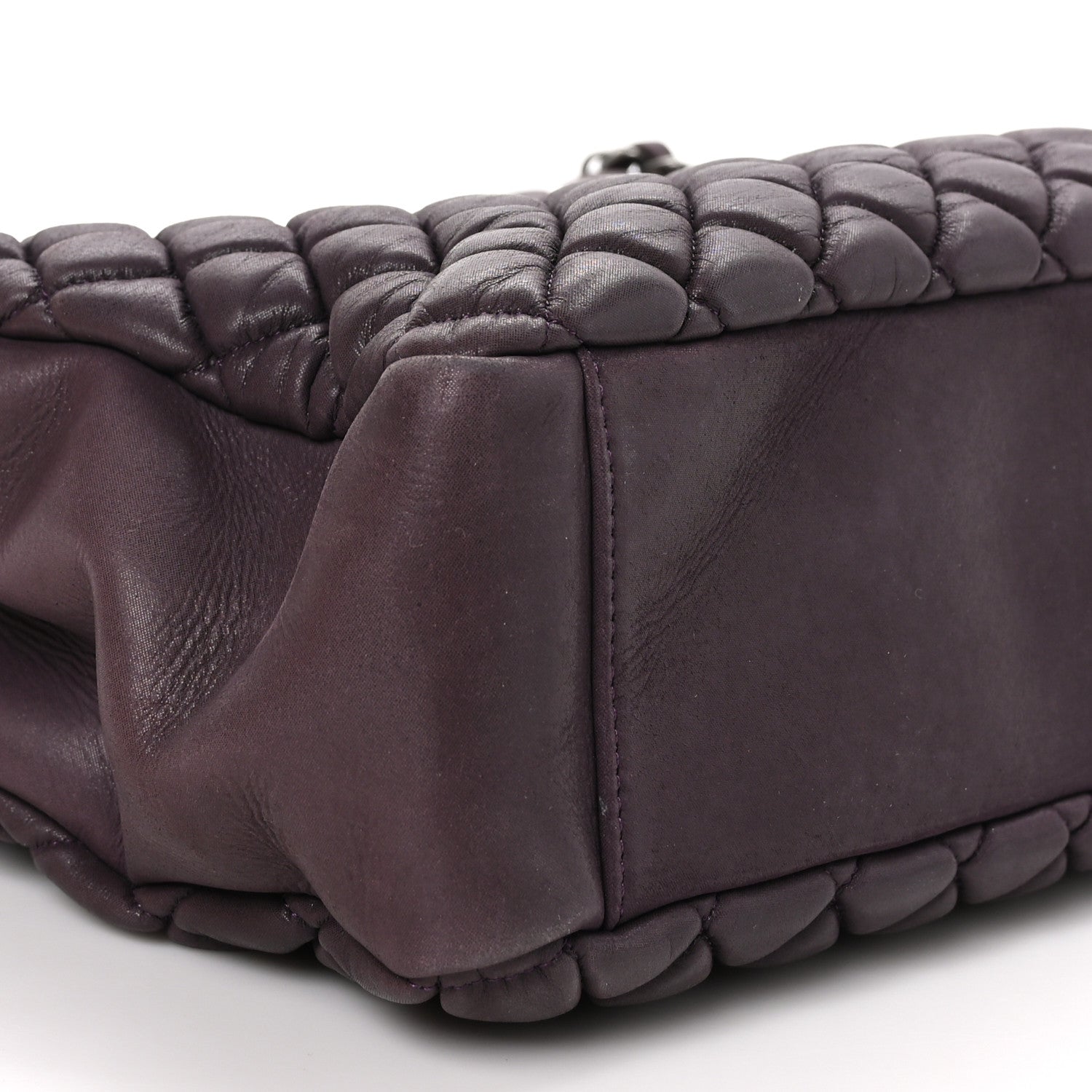 Chanel Iridescent Calfskin Small New Bubble Quilt Tote Plum 10 of 11