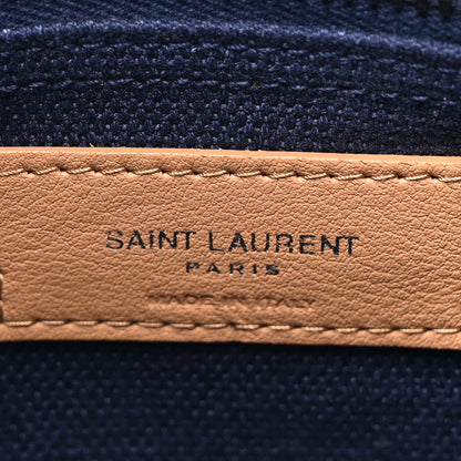 Saint Laurent Linen Calfskin Rive Gauche Backpack Blue Rouge Eros 6 of 11