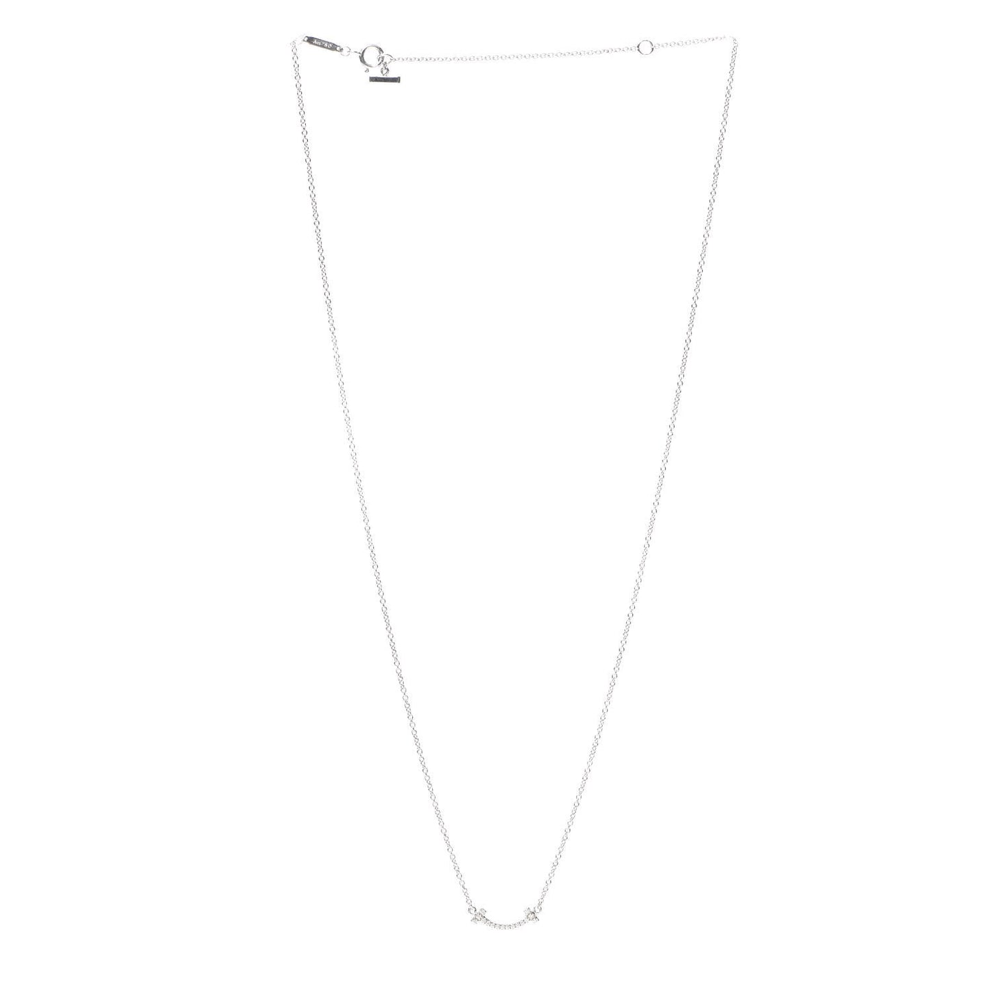 18K White Gold Diamond Mini T Smile Pendant Necklace